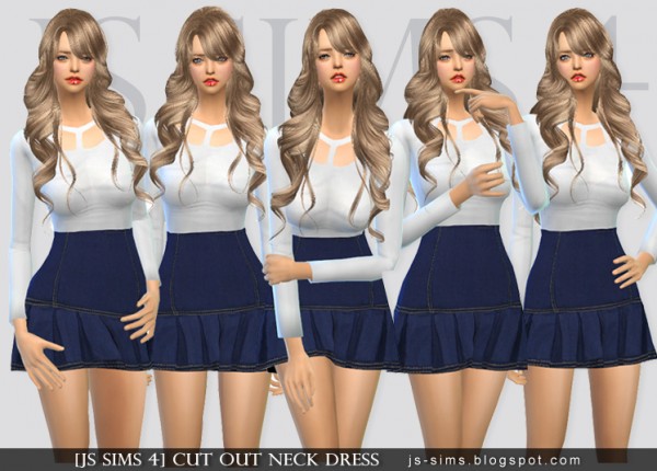  JS Sims 4: Cut Out Neck Dress