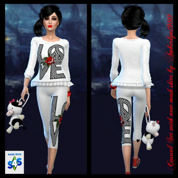  Amberlyn Designs Sims: Casual Set with oversized shirt