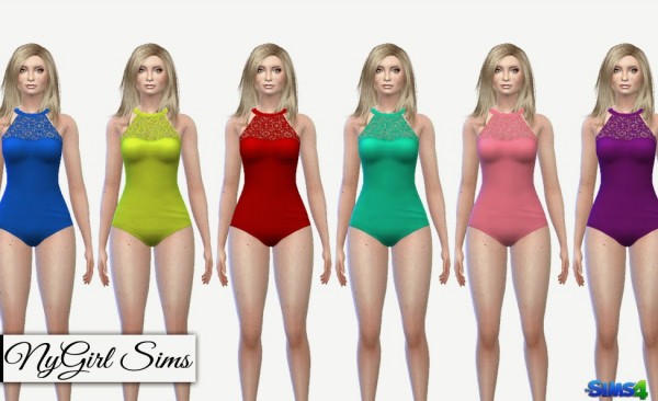  NY Girl Sims: One Piece Lace Panel Swimsuit