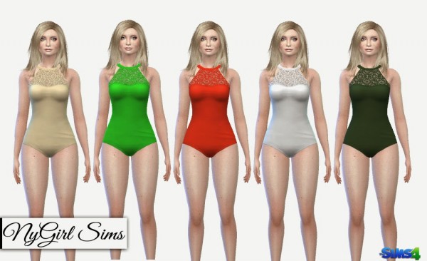  NY Girl Sims: One Piece Lace Panel Swimsuit
