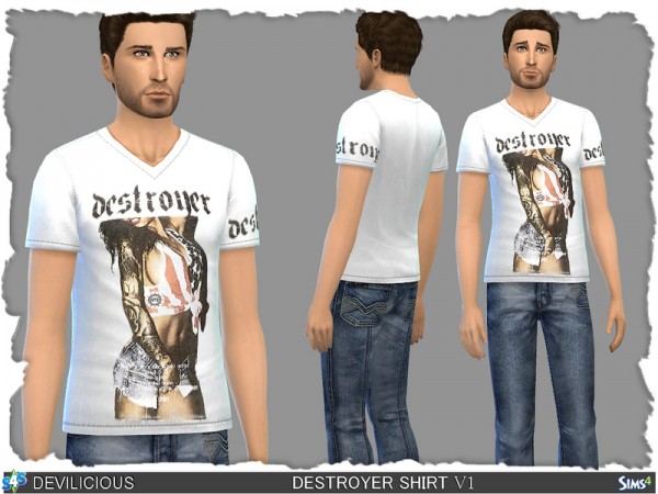  The Sims Resource: Destroyer Shirts Pack by Devilicious