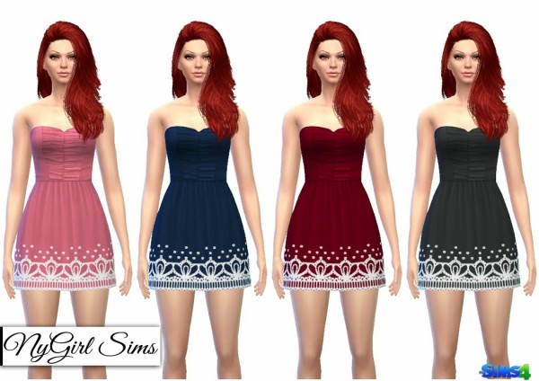  NY Girl Sims: Embroidered Strapless Dress