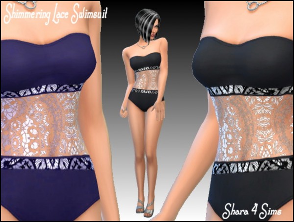  Shara 4 Sims: Shimmering Lace Swimsuit