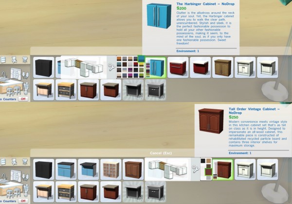  Mod The Sims: No Drop Harbinger and Tall Order cabinets by plasticbox