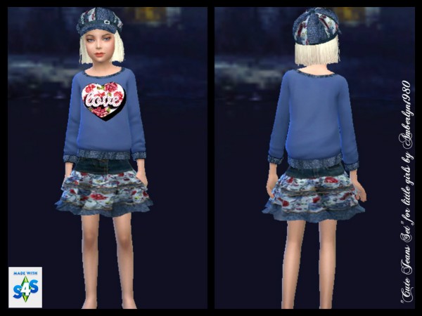  Amberlyn Designs Sims: Cute Jeans Floral Set