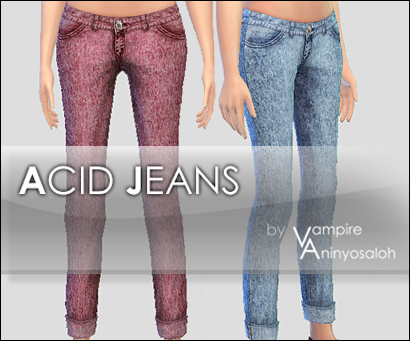  Mod The Sims: Acid Jeans  new mesh   8 colors   by Vampire aninyosaloh