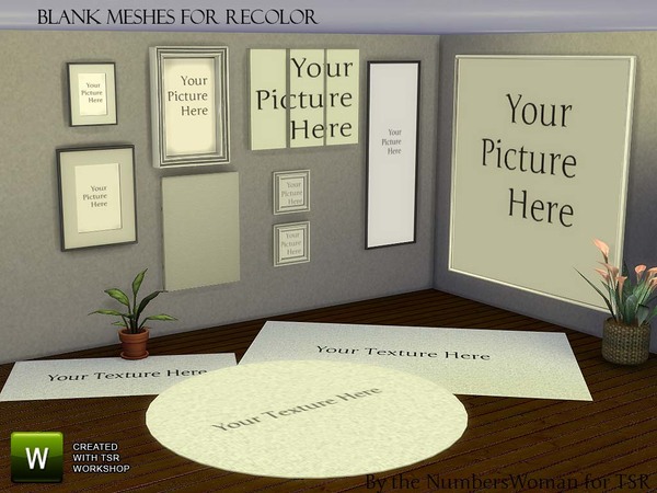  The Sims Resource: Blank Meshes Canvas and Rugs by TheNumbersWoman