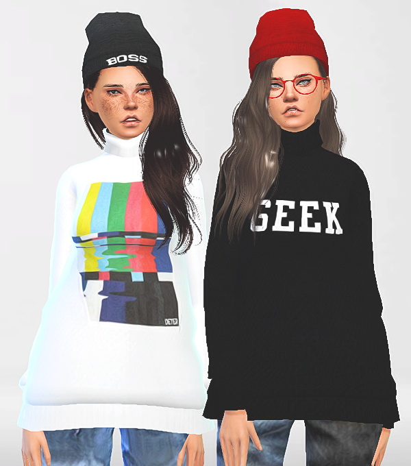 Pure Sims: Loose polo neck sweater