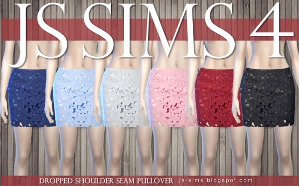  JS Sims 4: Dropped Shoulder Seam Pullover & Floral Cut Out Skirt