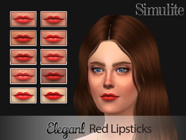  The Sims Resource: Elegant Red Lipsticks by Simulite Sim