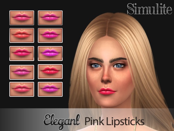  The Sims Resource: Elegant Pink Lipsticks by Simulite Sims