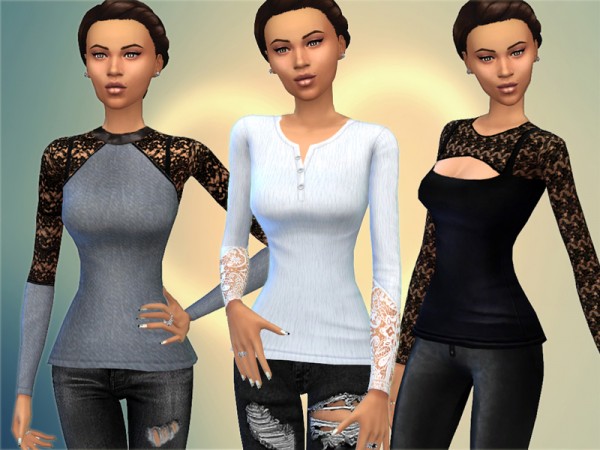  The Sims Resource: Three Hot Lacey Tees by wjewerica