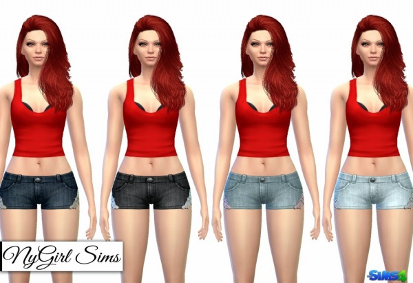  NY Girl Sims: Lace Trim Denim Shorts