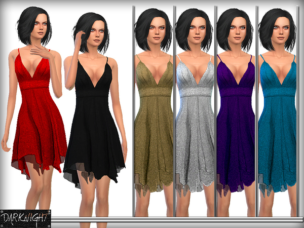  The Sims Resource: Cutout Jersey Mini Dress by DarkNighTt