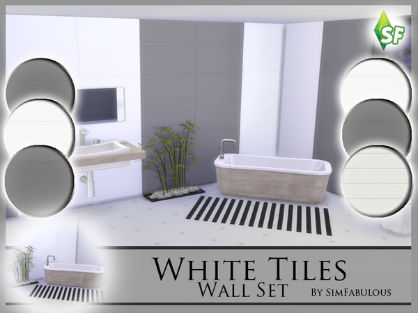  The Sims Resource: White Tiles Wall Set by Sim Fabulous