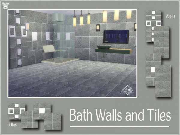  The Sims Resource: Bath Walls and Tiles Floor by Devirose