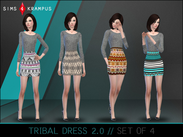  The Sims Resource: Aztec Sweater Dress set of 4 by SIms 4 Krampus