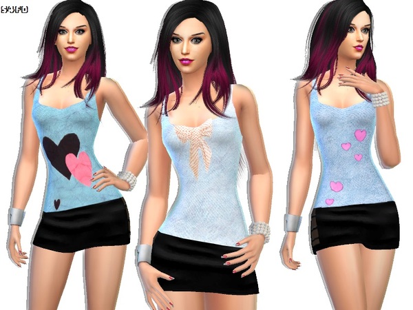  The Sims Resource: Bow and Heart Tanks by DivaDelic06