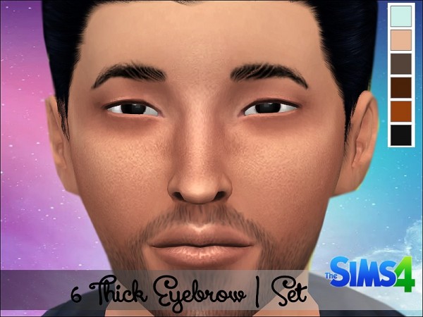  The Sims Resource: 6 Thick Eyebrow Set by Giadollie