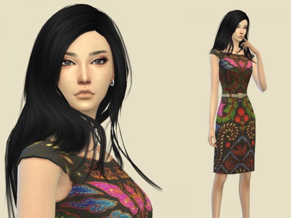  The Sims Resource: Indonesian Batik Dress by Simstailored