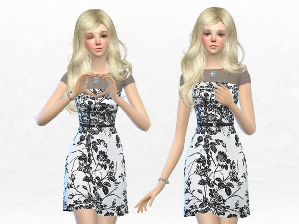 The Sims Resource: Button Back Blouse & Ivory Belted Prom Dress by ...