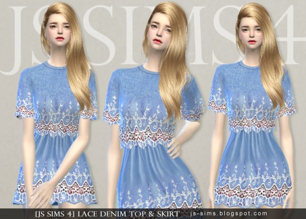  JS Sims 4: Lace Denim Top & Skirt