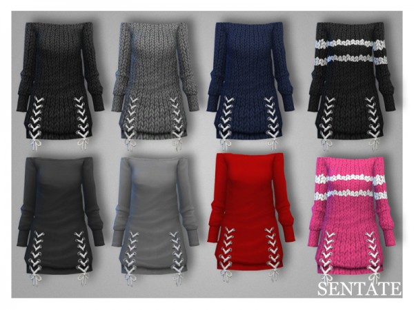  The Sims Resource: Polina Sweater Dress   2 Styles by Sentate