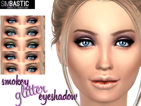  The Sims Resource: Smokey Glitter Eyeshadow by Simbastic
