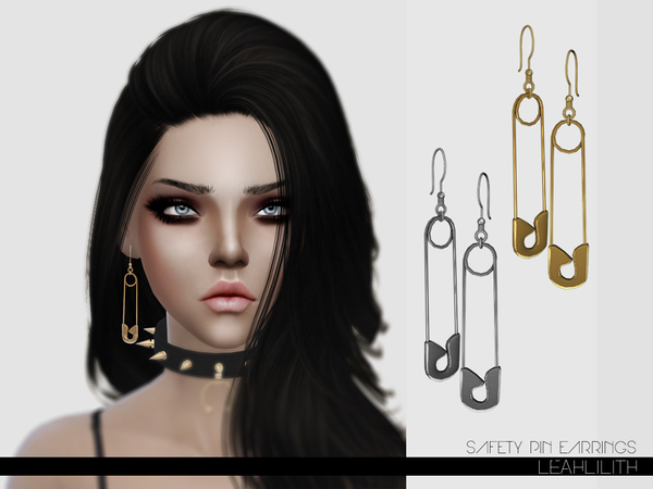  The Sims Resource: Safety Pin Earrings by LeahLillith