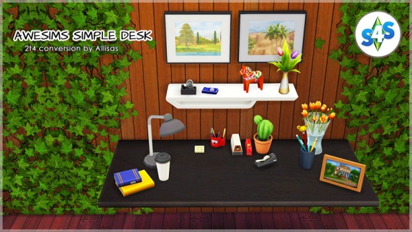  Allisas Simming Adventures: Awesims Simple Desk converted from TS2 to TS4