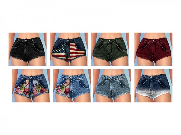  The Sims Resource: Set 35  High waisted Shorts with prints by Cleotopia