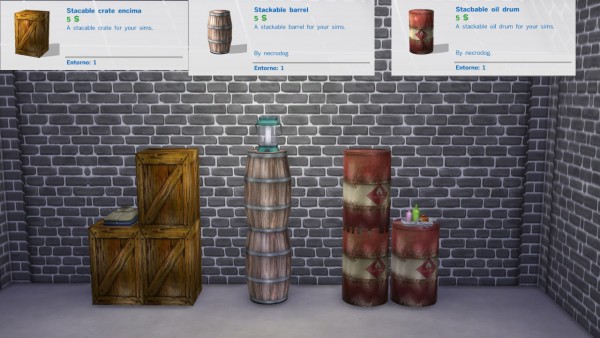  Mod The Sims: Industrial stackables: crate, barrel and oil drum by necrodog
