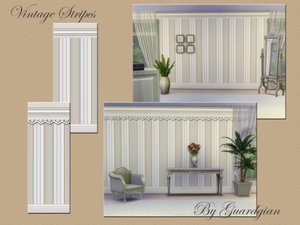  The Sims Resource: Vintage Striped Walls by Guardgian