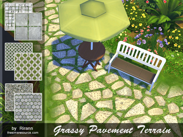  The Sims Resource: Grassy Pavement Terrain Paints by Rirann