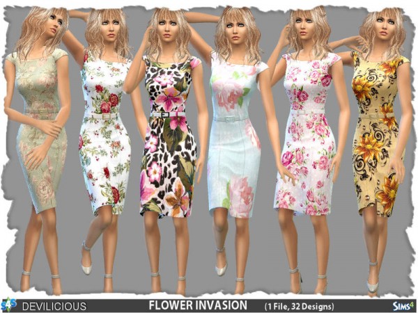  The Sims Resource: Dress Flower Invasion by Devilicious