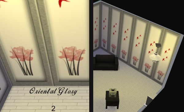  Mod The Sims: Oriental Glory   Oriental Paneling in 4 Designs by Simmiller