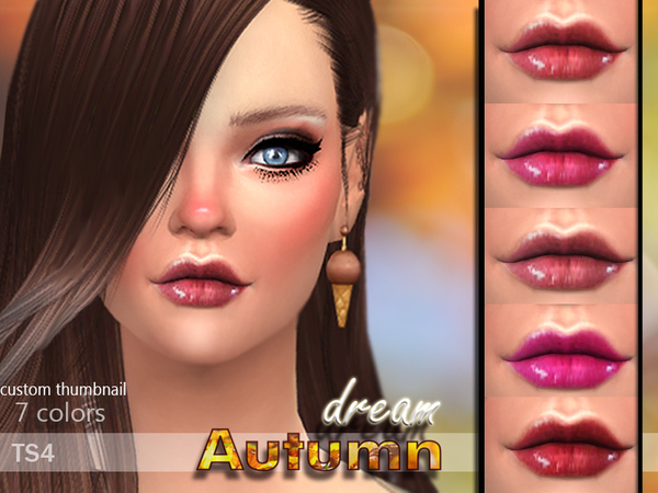  The Sims Resource: Autumn Dream Lipstick by Pinkzombiecupcake