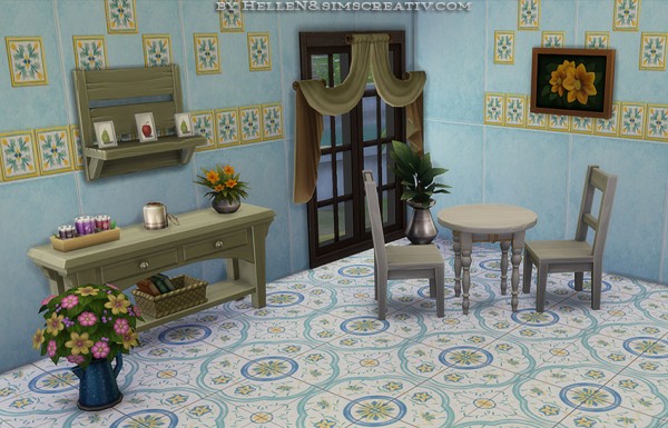  Sims Creativ: Set tiles Antiche Riggiole Napoletane by HelleN