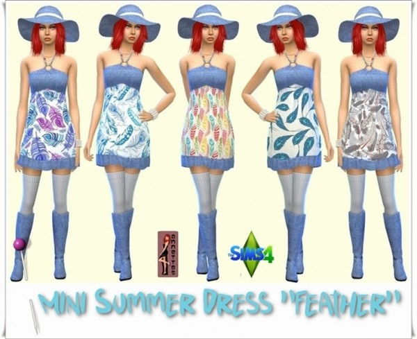  Annett`s Sims 4 Welt: Mini Summer Dress Feather & Jeans Boots & Jeans Hat