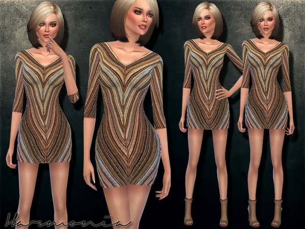  The Sims Resource: Knitted Wool Stretch Mini Dress by Harmonia