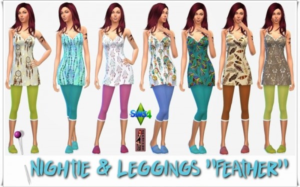  Annett`s Sims 4 Welt: Nightie & Leggings & Slipper Feather