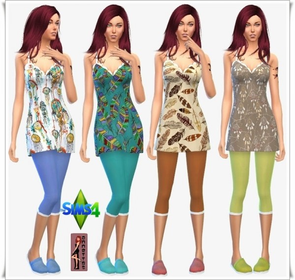  Annett`s Sims 4 Welt: Nightie & Leggings & Slipper Feather