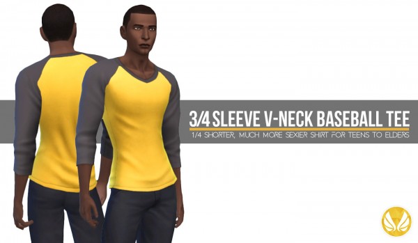  Simsational designs: 3/4 Sleeve V neck Baseball Tee