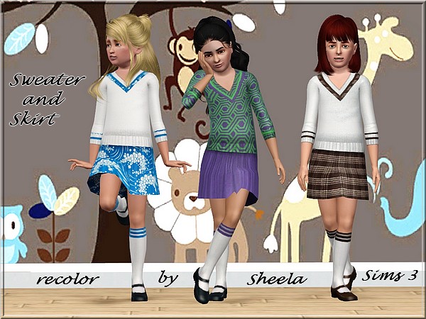  Akisima Sims Blog: Trendy Knitted Sweater and Skirt recolor
