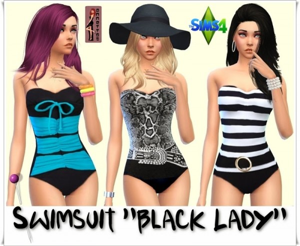  Annett`s Sims 4 Welt: Swimsuit Black Lady