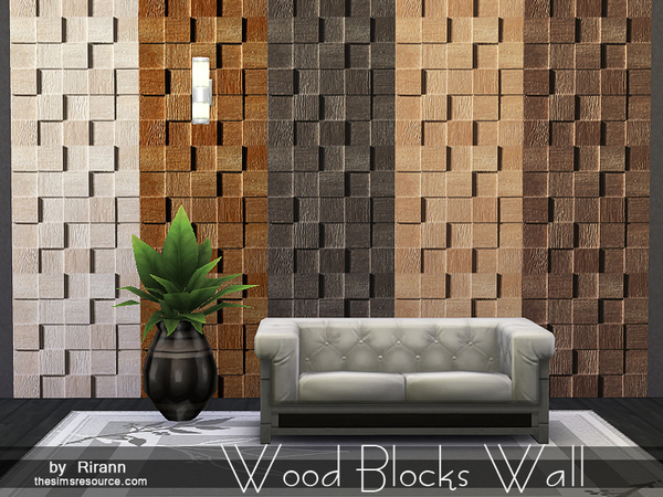  The Sims Resource: Wood Blocks Wall by Rirann