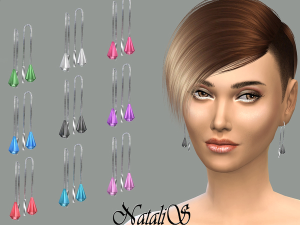  The Sims Resource: Crystal drop earrings by NataliS