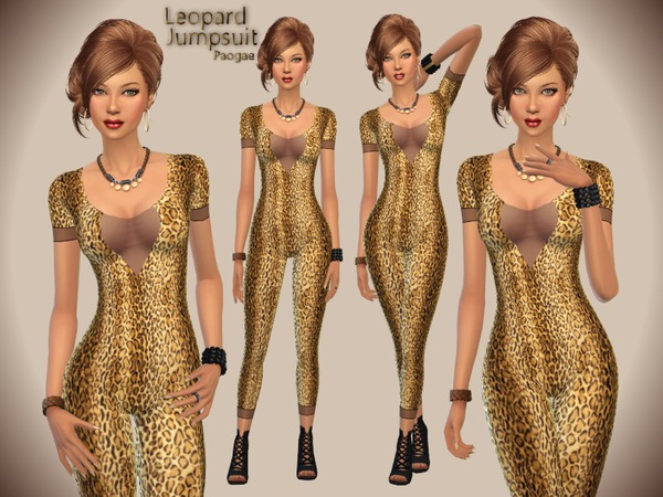  The Sims Resource: Leopard Jumpsuit by Paogae