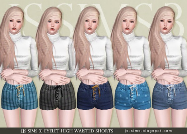 JS Sims 4: Eyelet High Waisted Shorts