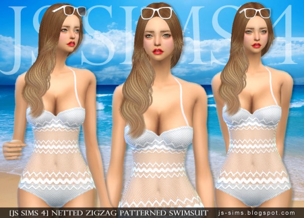 JS Sims 4: Netted Zigzag Patterned Swimsuit